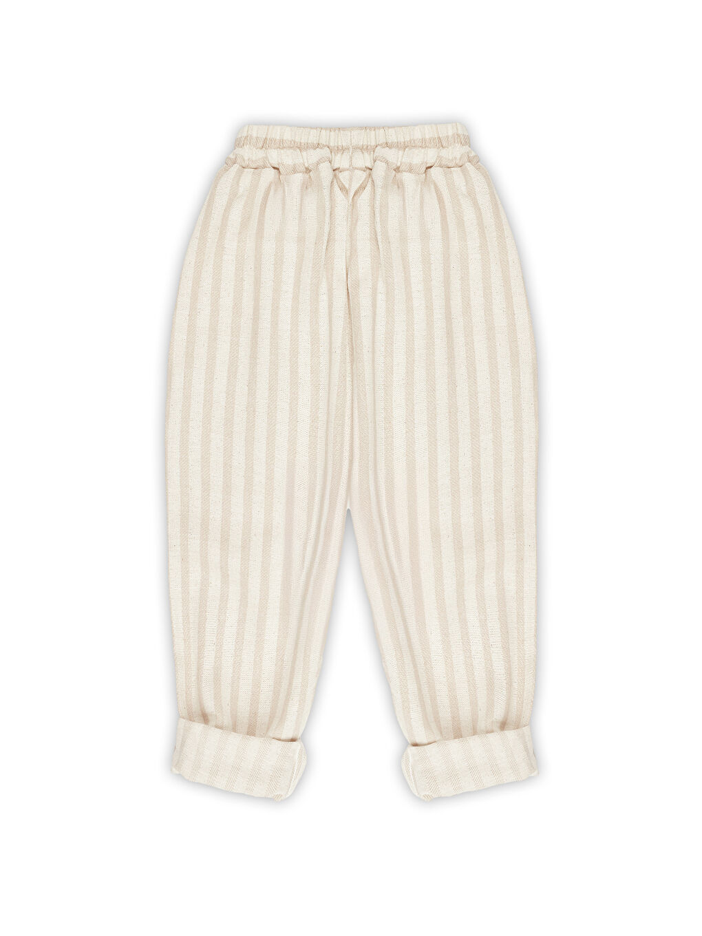 Ekru Carrot Pantolon Vizon Çizgili Keten-4