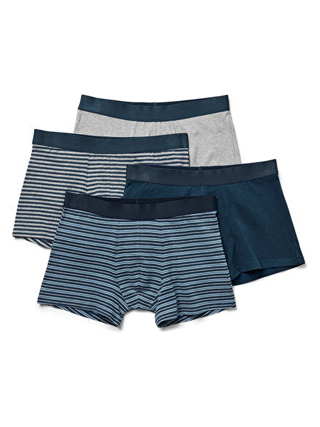 Siyah Erkek Slip Boxer, 4'lü, Çizgili