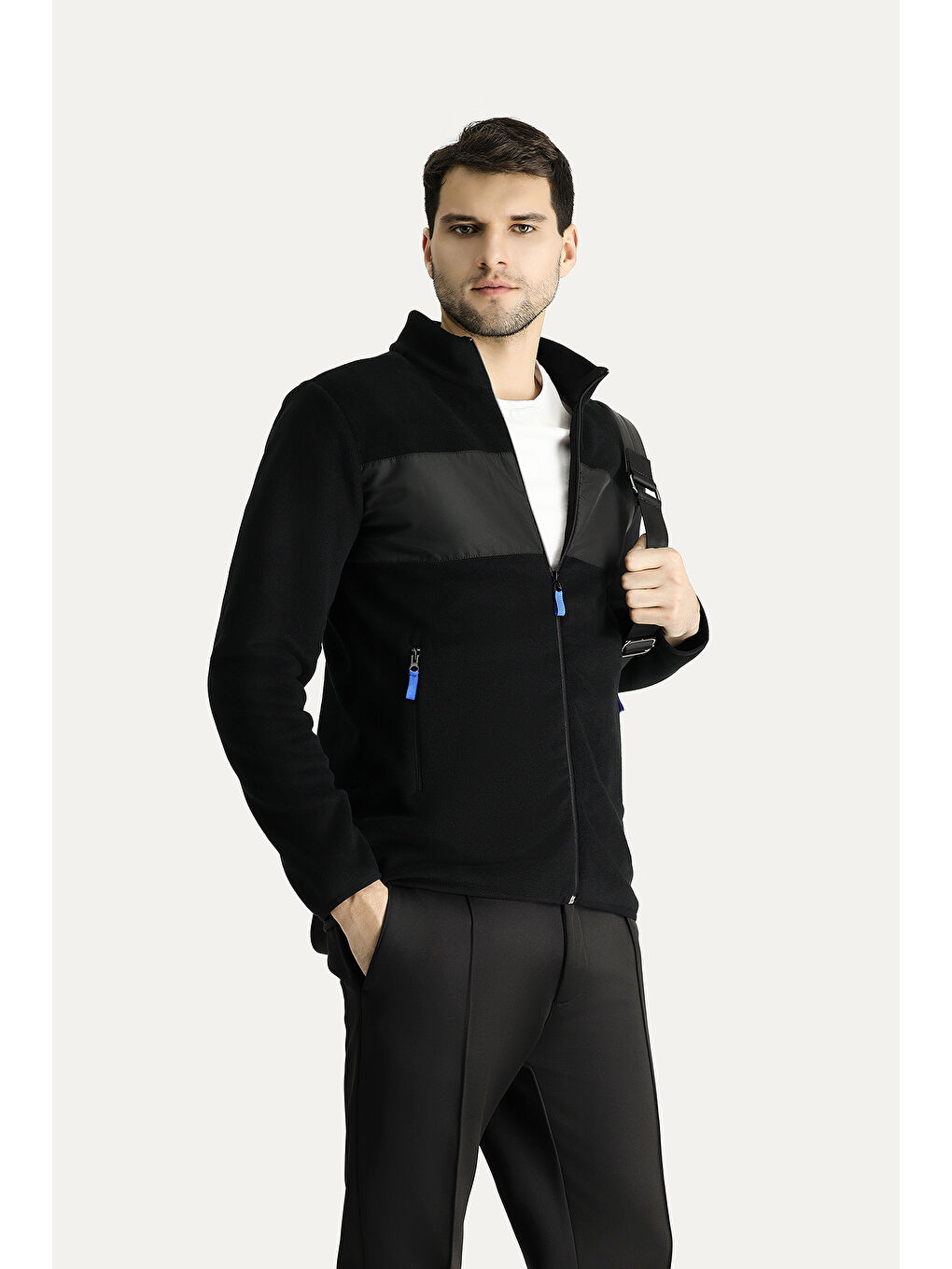 Siyah Fermuarlı Polar Sweatshirt-1