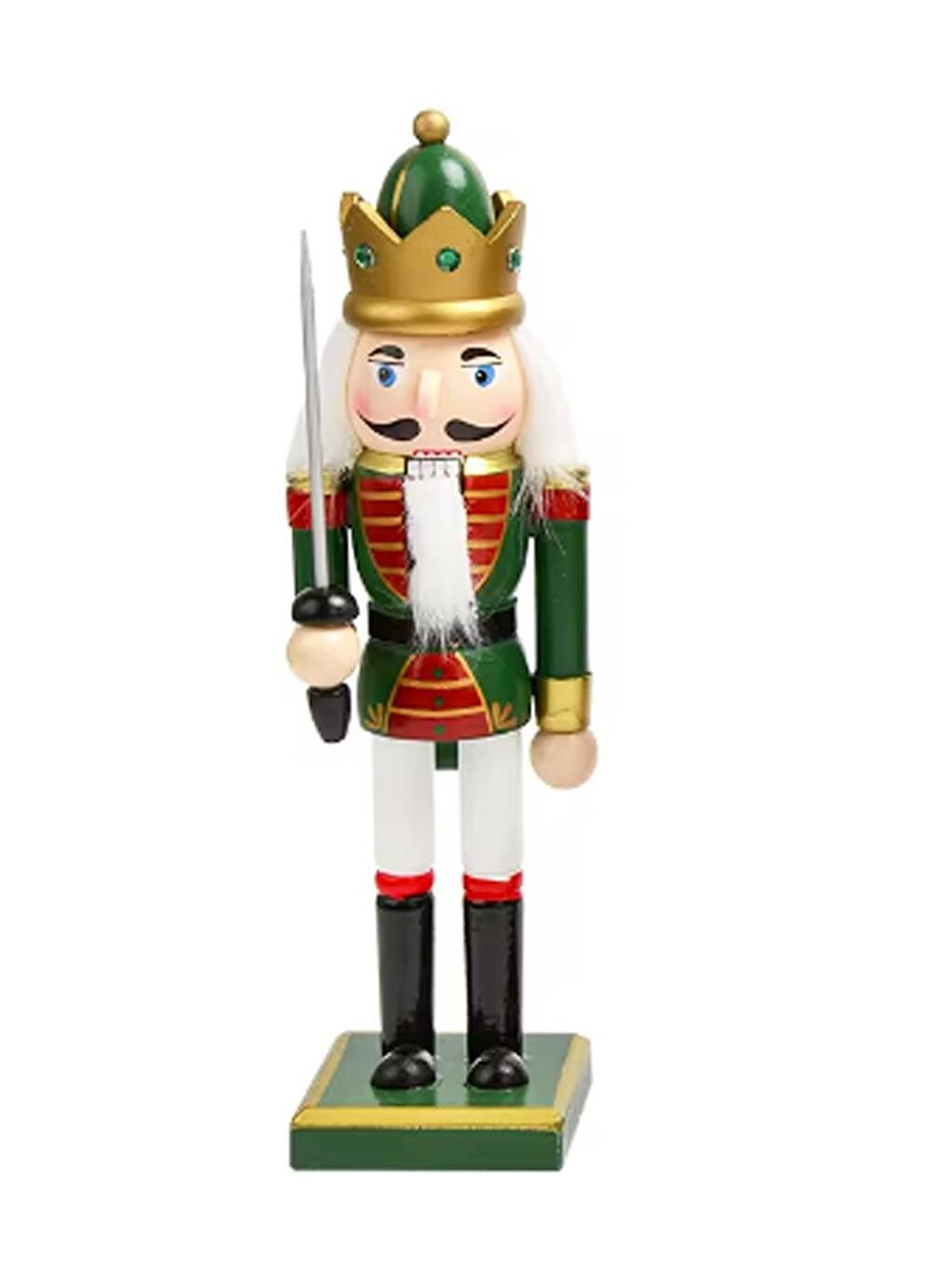 Yılbaşı Dekor Süsü Fındıkkıran Kurşun Asker Kılıçlı Yeşil Beyaz 25 cm-2