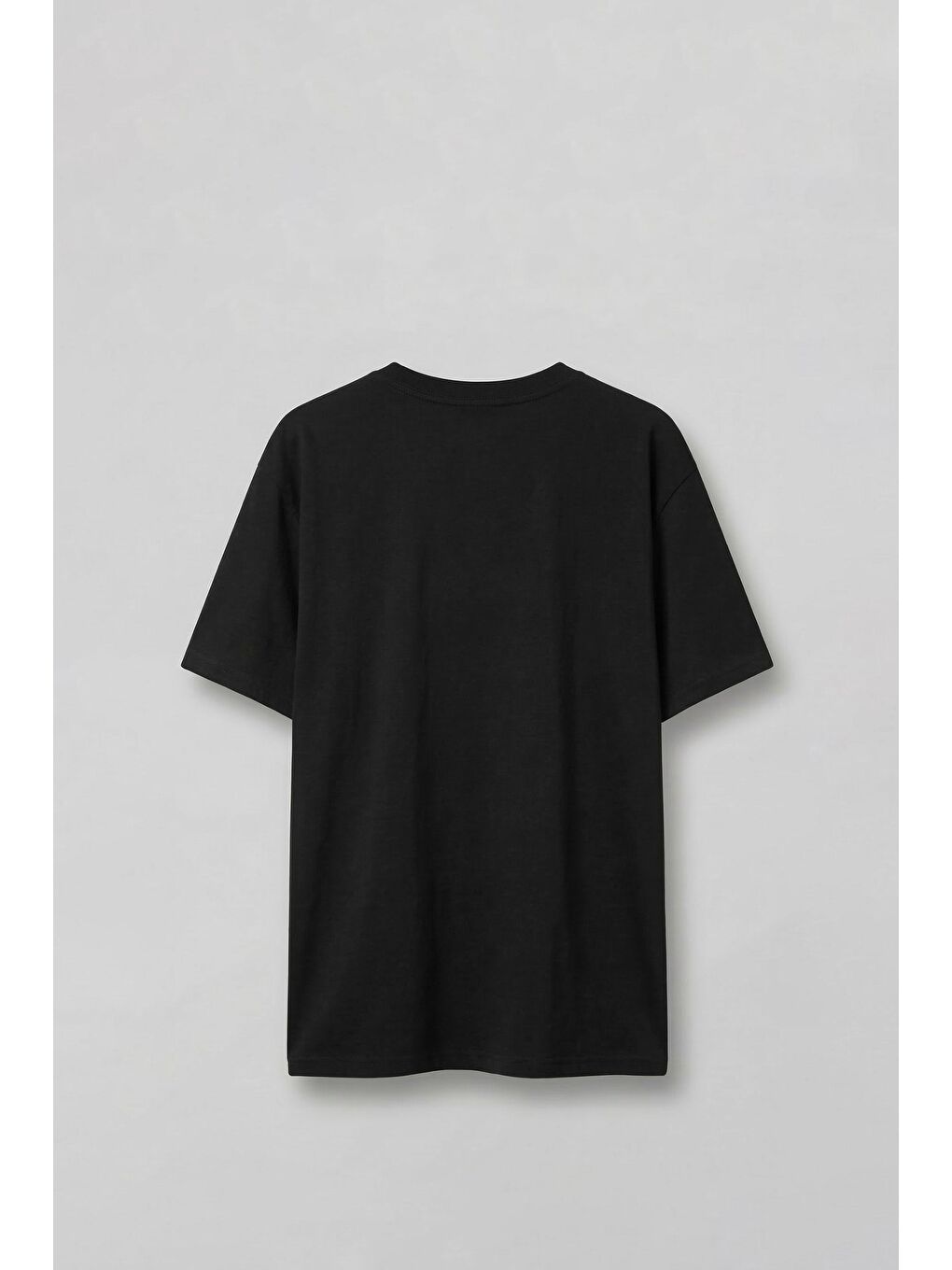 Erkek Oversize Minimal Çiçek Nakışlı T-Shirt Siyah-1