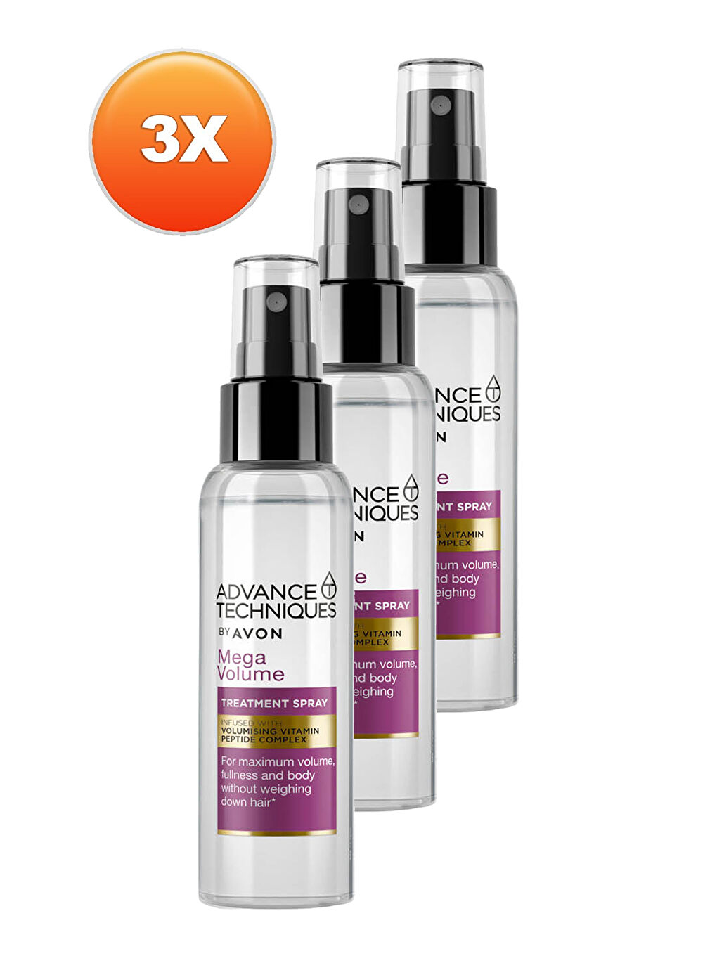 AVON Renksiz Advance Techniques Mega Volume Hacim Veren Saç Spreyi 100 Ml. Üçlü Set - 1