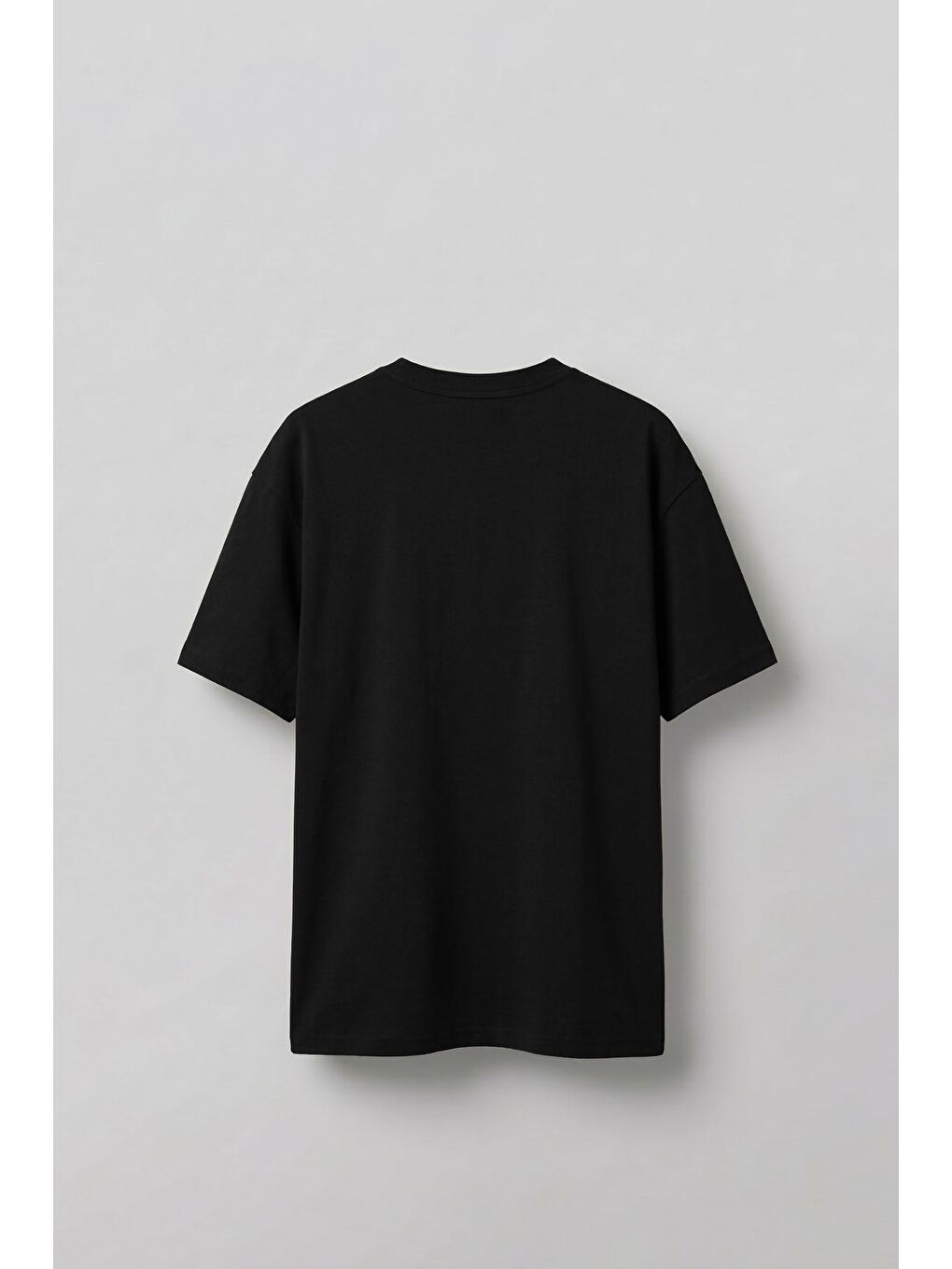Erkek Oversize Çiçek Nakışlı T-Shirt Siyah-1