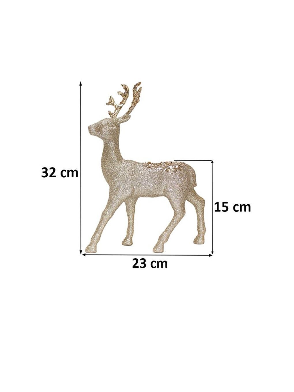 Sarı Yılbaşı Dekor Süsü Simli Payet Detaylı Dekoratif Geyik Şampanya 23x32 cm-1