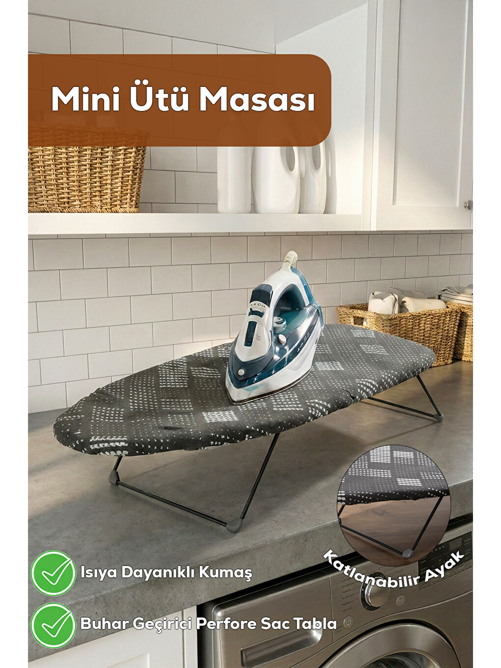 Karışık 15120-4 Smart Mini Seyahat Portatif Katlanabilir Ayaklı Ütü Masası