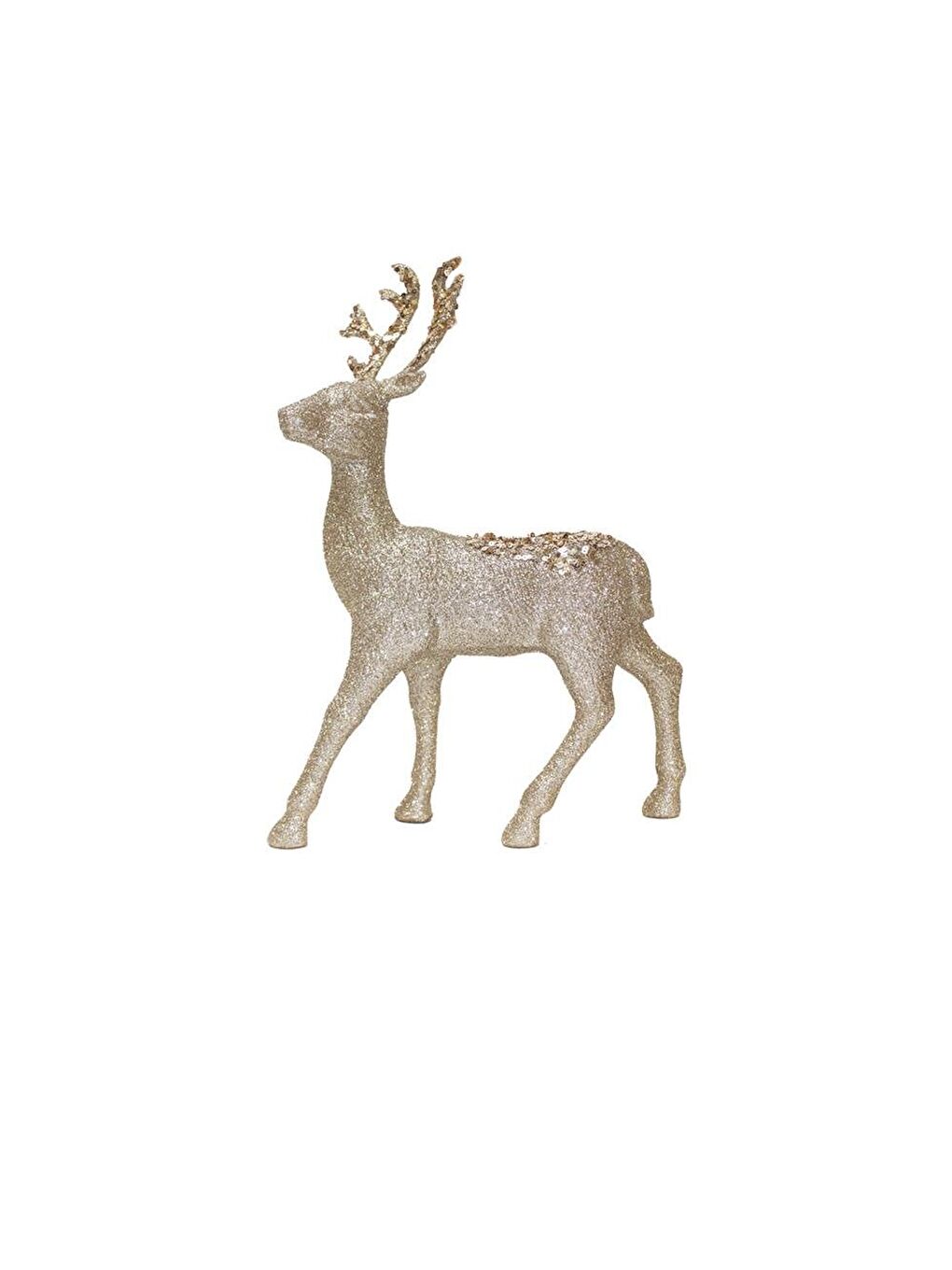 Sarı Yılbaşı Dekor Süsü Simli Payet Detaylı Dekoratif Geyik Şampanya 23x32 cm-2