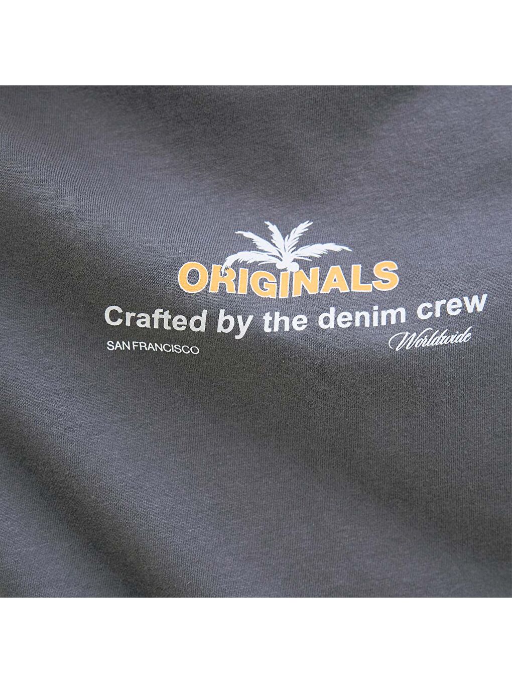 Star Erkek Gri Yuvarlak Yaka Tişört-4