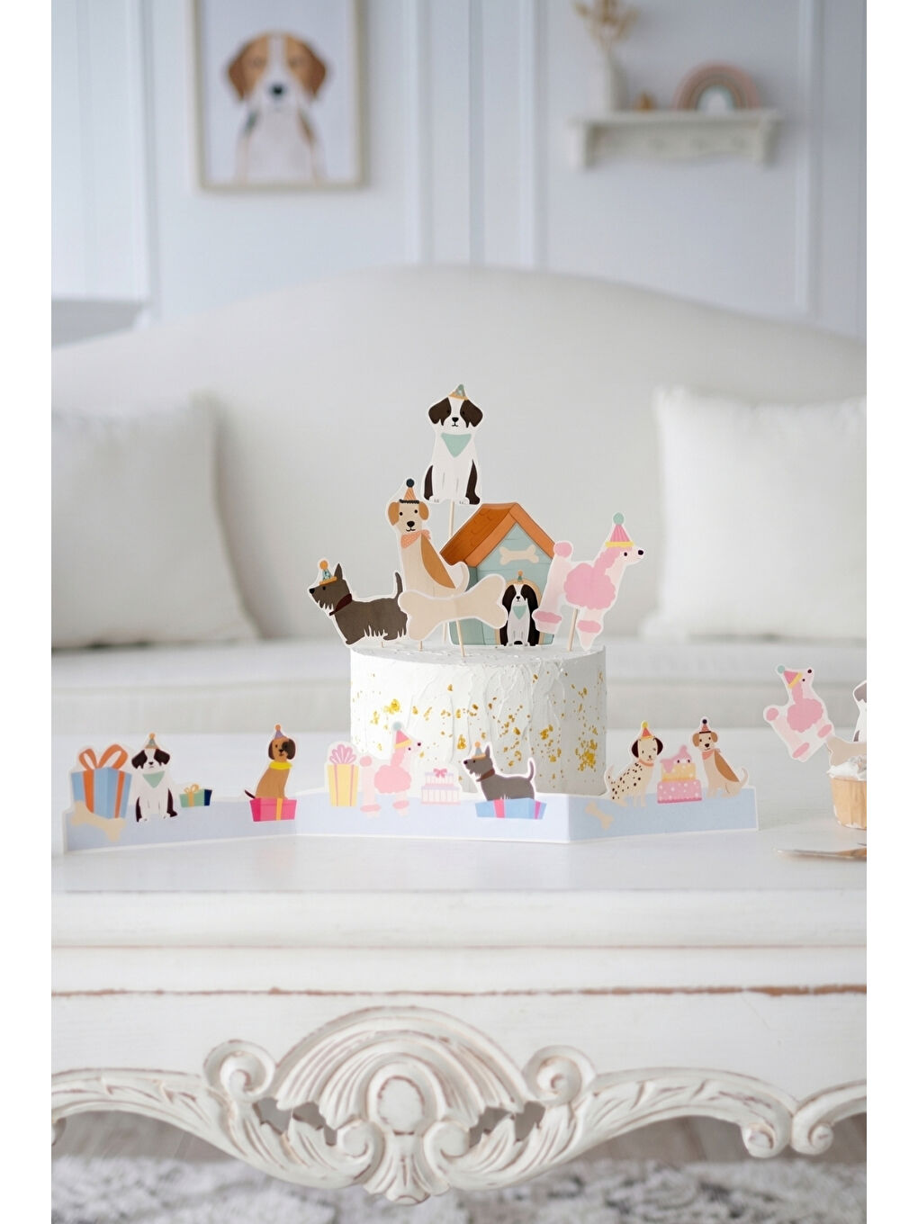 Karışık Çok Renkli Köpek Dostlarımız Parti Masası Süsü-1