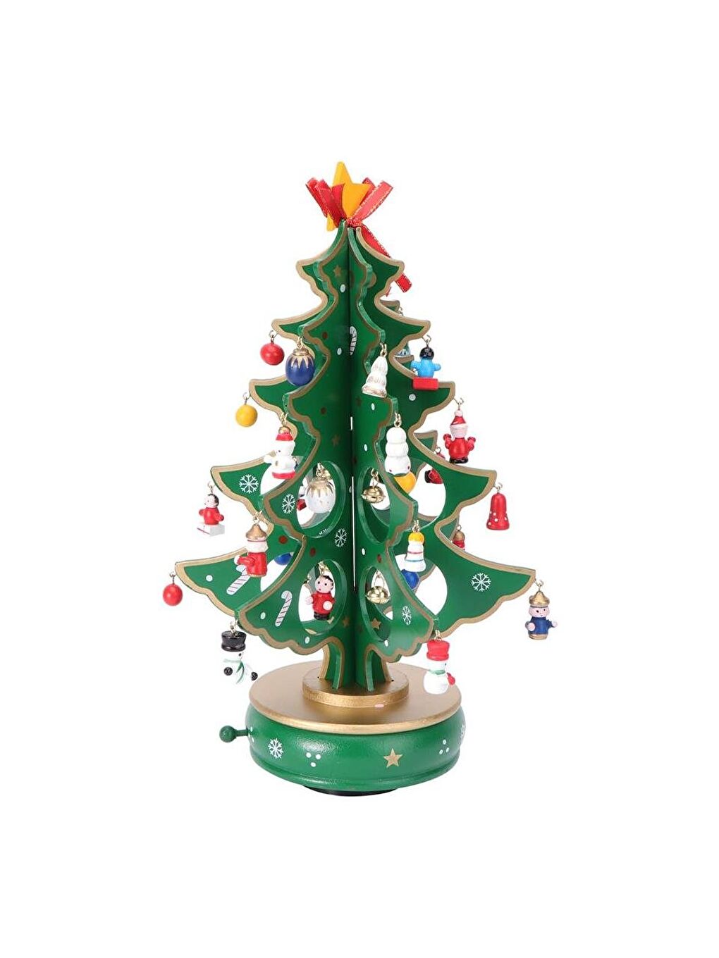 Yeşil Yılbaşı Hediyelik Dekor Süsü Dekoratif Hareketli Ağaç Müzik Kutusu 25 cm-1