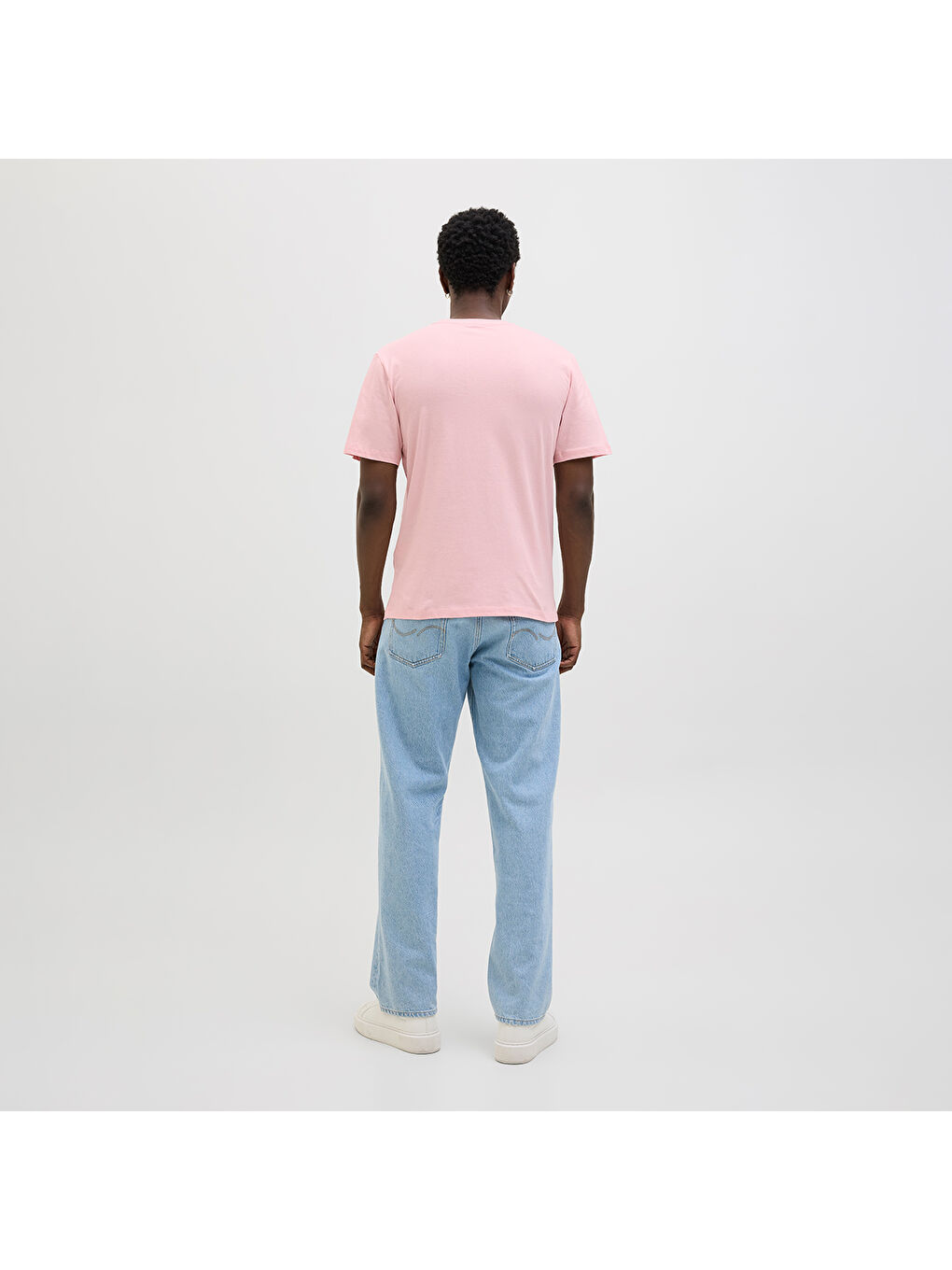 Star Erkek Pembe Yuvarlak Yaka Tişört-2