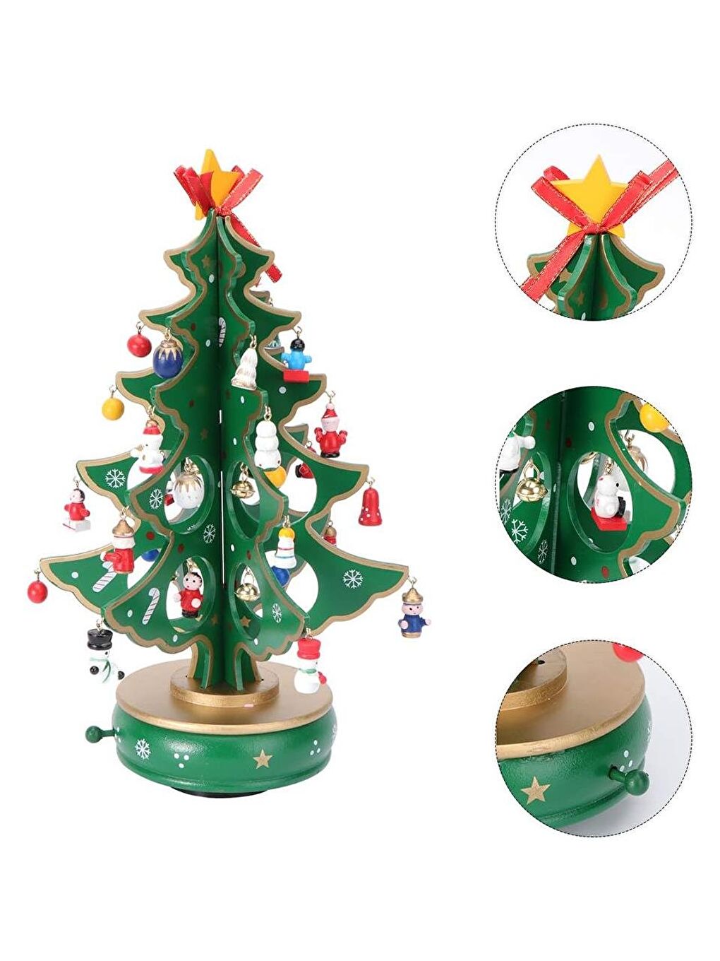 Yeşil Yılbaşı Hediyelik Dekor Süsü Dekoratif Hareketli Ağaç Müzik Kutusu 25 cm-2