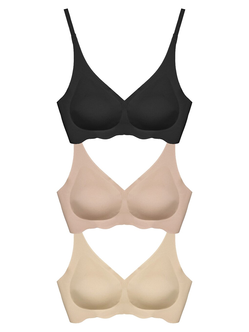 Karışık Seamless Bra - Wave | Lazer Kesim Dikişsiz Dalga Detaylı Balensiz Kadın Sütyen 3'Lü Paket-2