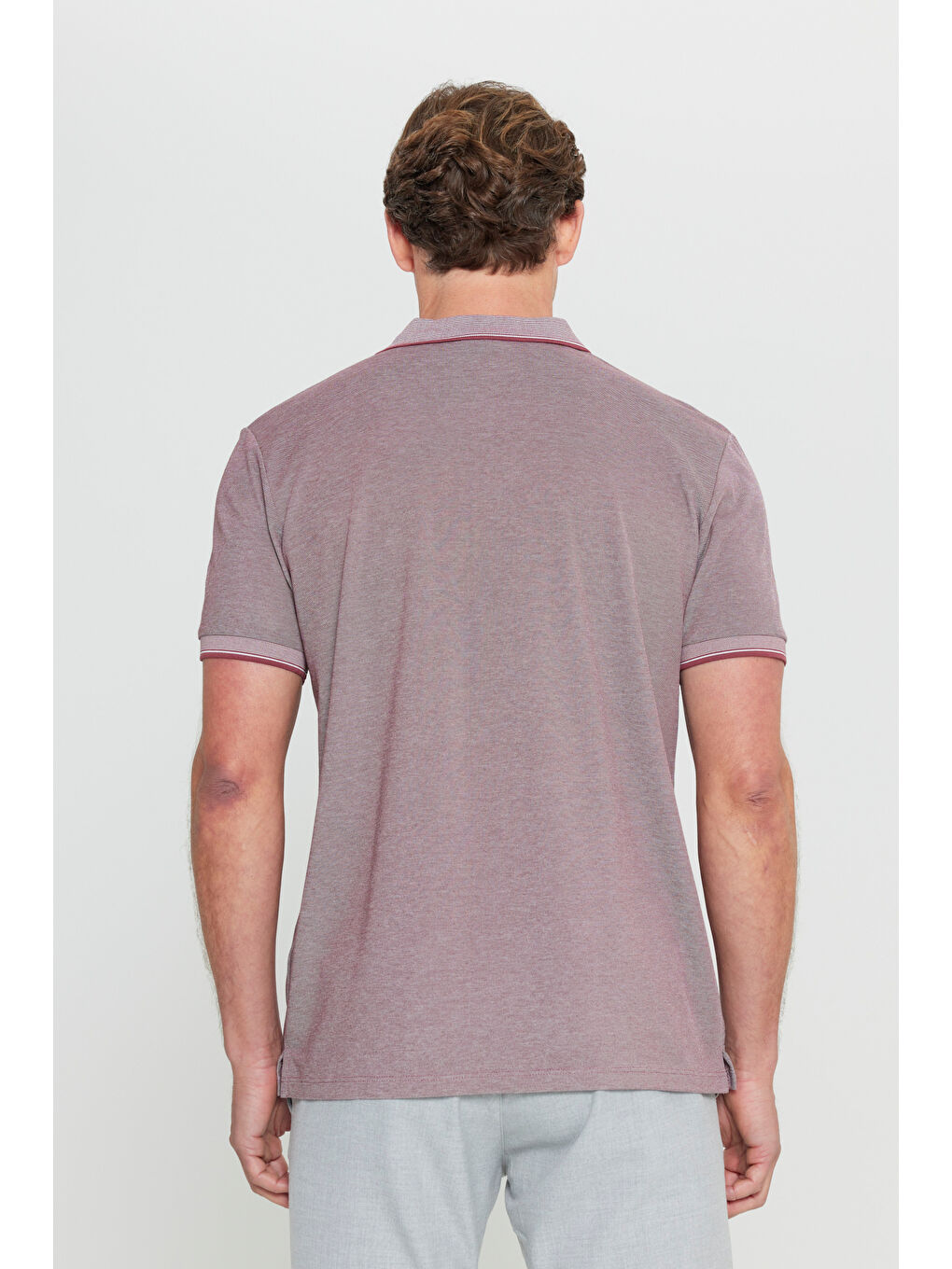 Erkek Bordo Pamuklu Comfort Fit Rahat Kesim Polo Yaka Cepli Tişört-4