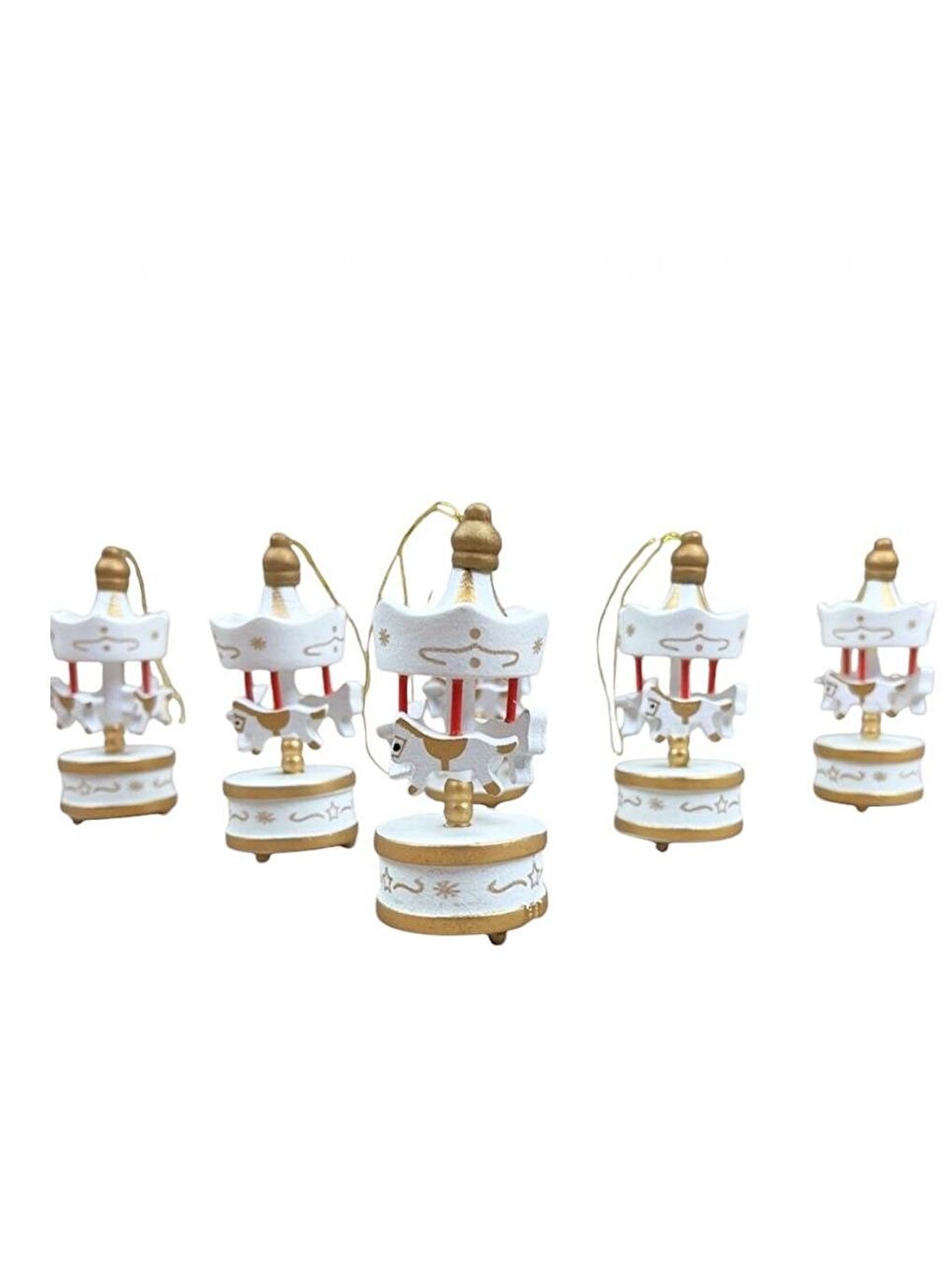 Beyaz Yılbaşı Ağaç Süsü Hediyelik Dekoratif Atlı Karınca 8 cm 6'lı-2