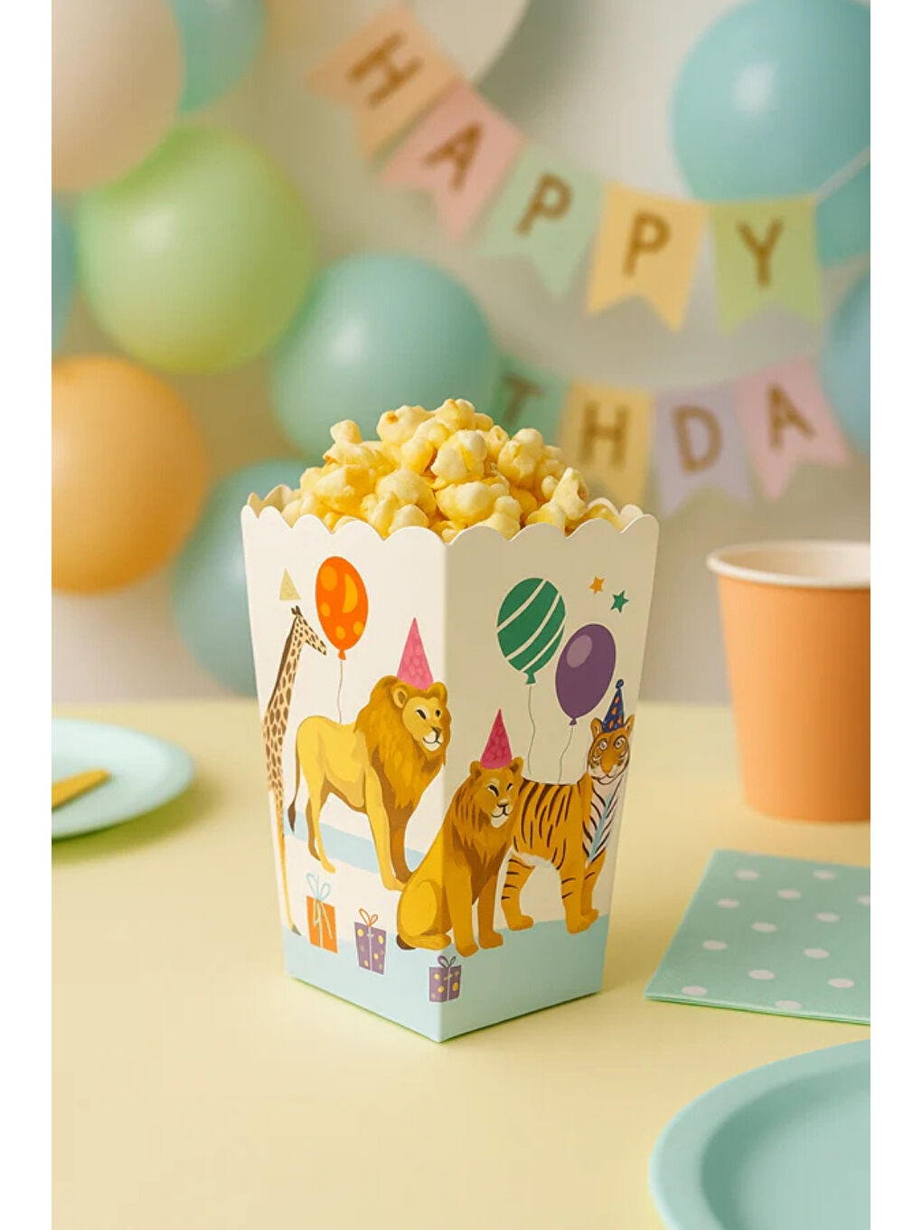 Karışık Çok Renkli Safari Temalı 8'li Mısır Kutusu-1