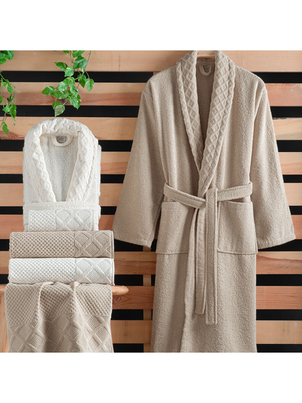 Home Luvia Banyo Seti 6 Parça-Bej/Ekru