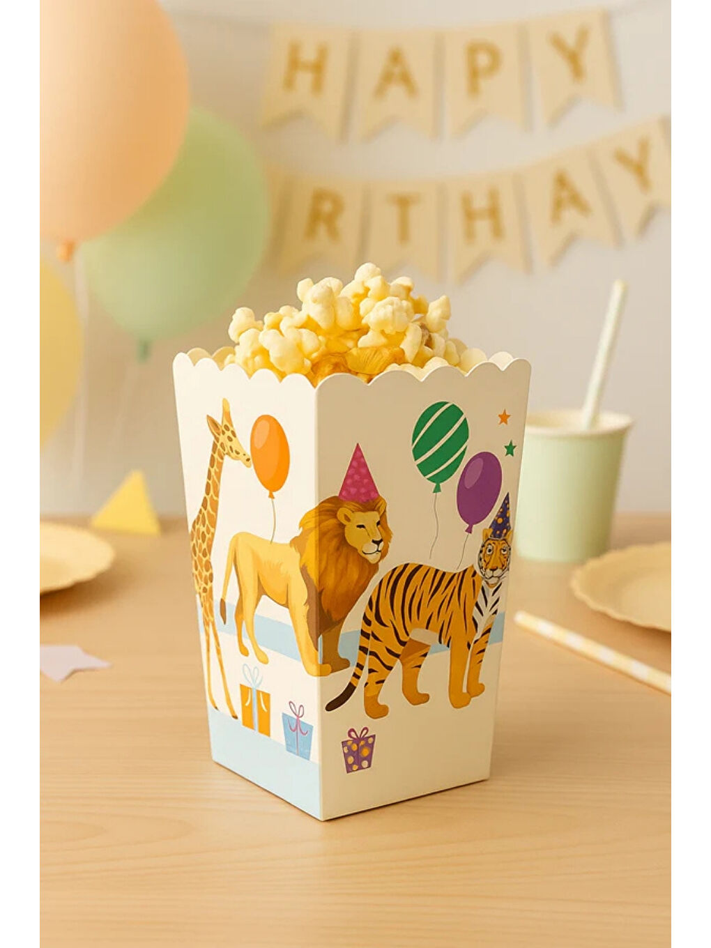 Karışık Çok Renkli Safari Temalı 8'li Mısır Kutusu-2