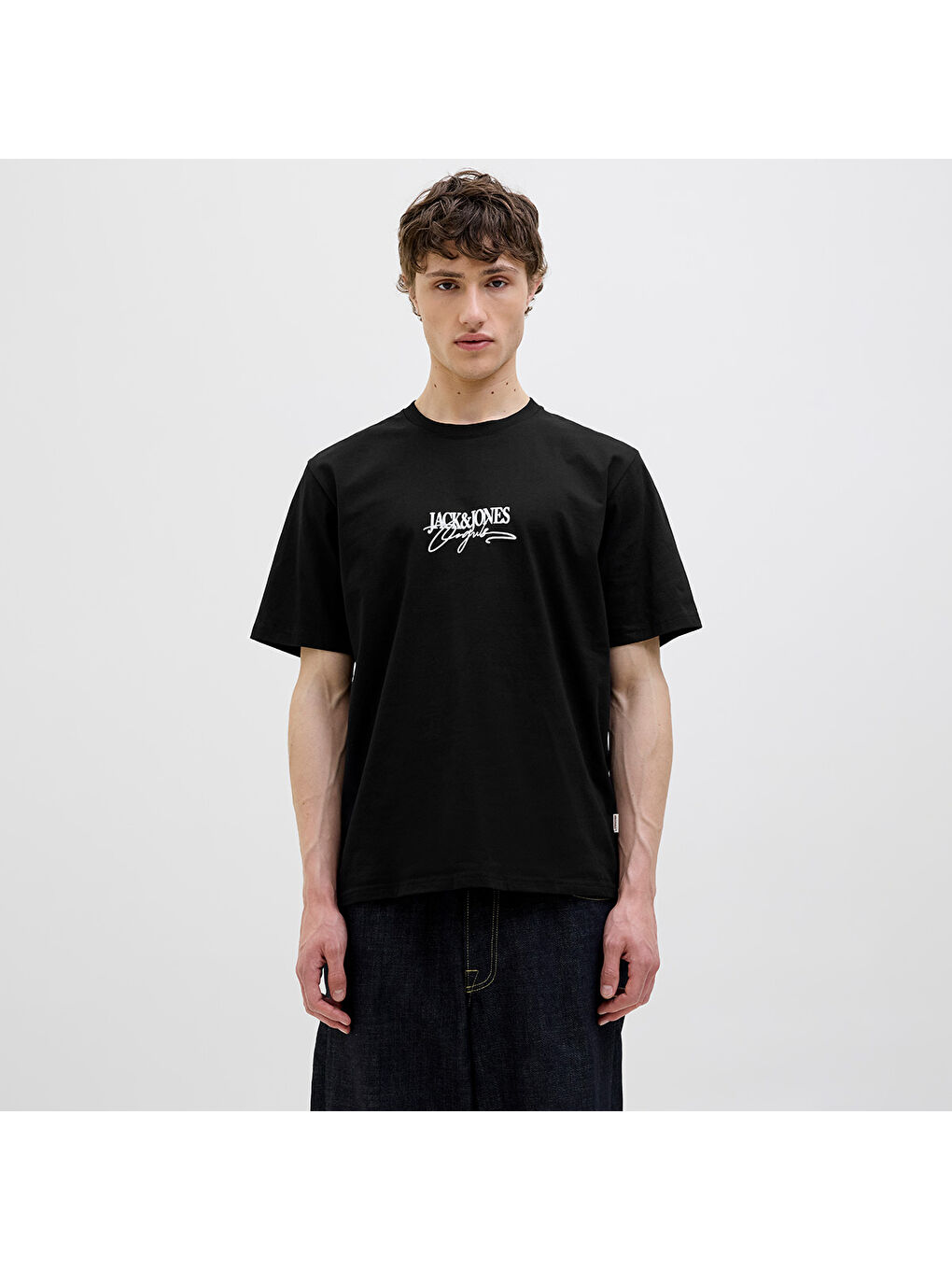 Almeria Branding Erkek Siyah Yuvarlak Yaka Spor Tişört