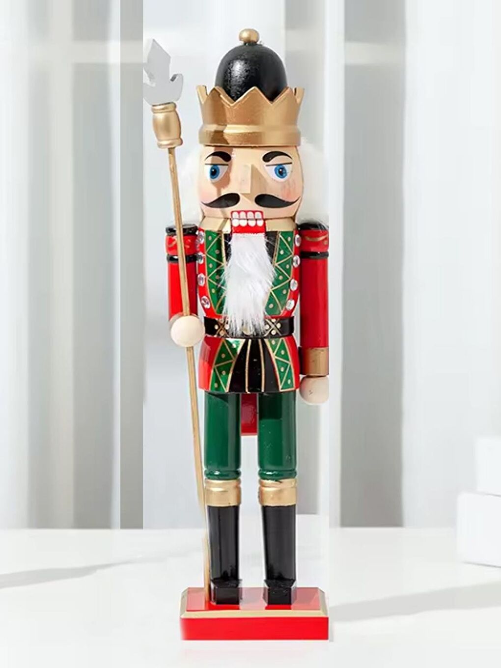 Yılbaşı Dekor Süsü Fındıkkıran Kurşun Asker Mızraklı Kırmızı Siyah 50 cm-2