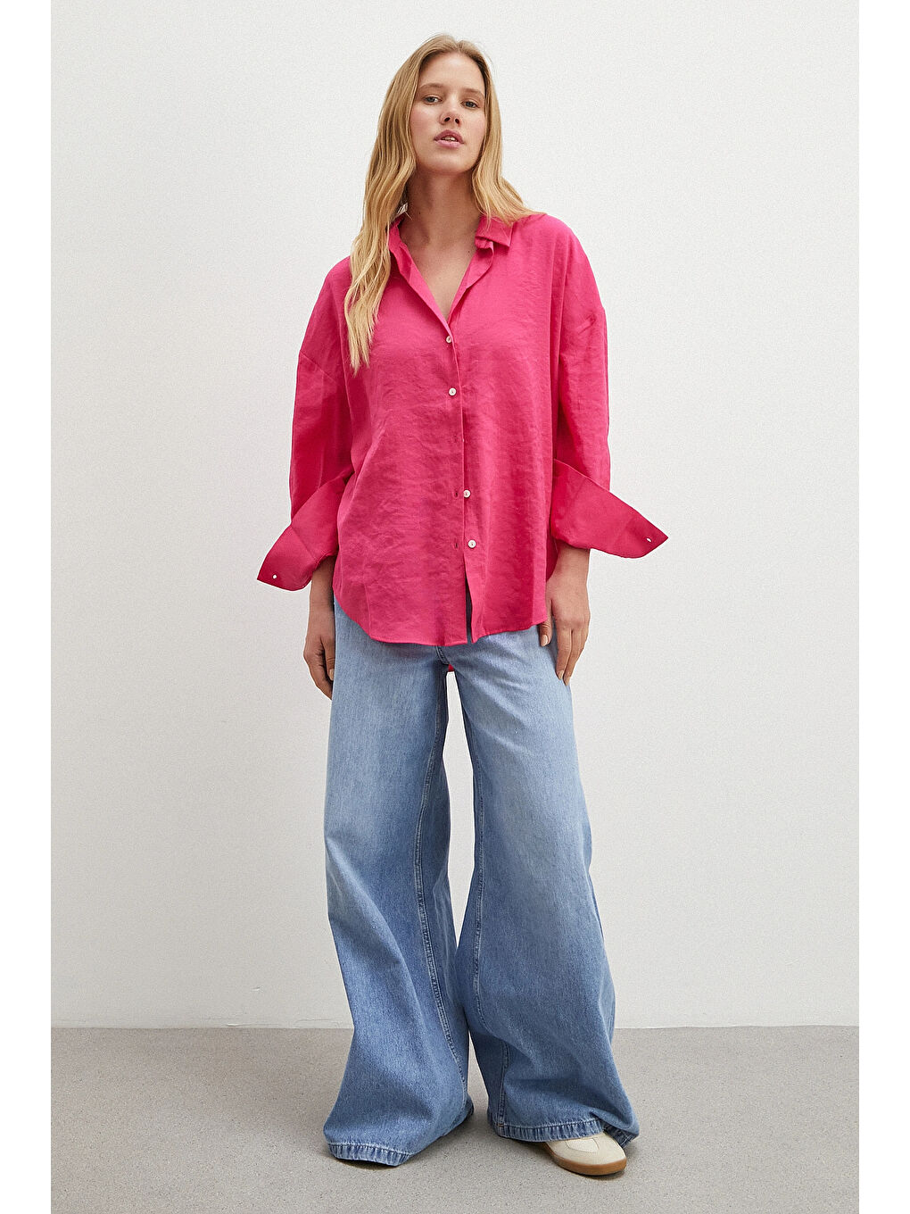 Basic Modal Gömlek Fuşya-1