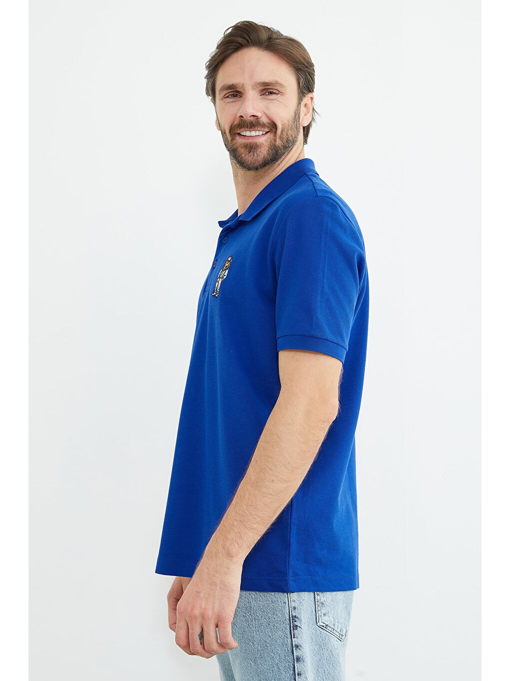 Mavi Aslan Nakışlı Polo Yaka Tişört-2