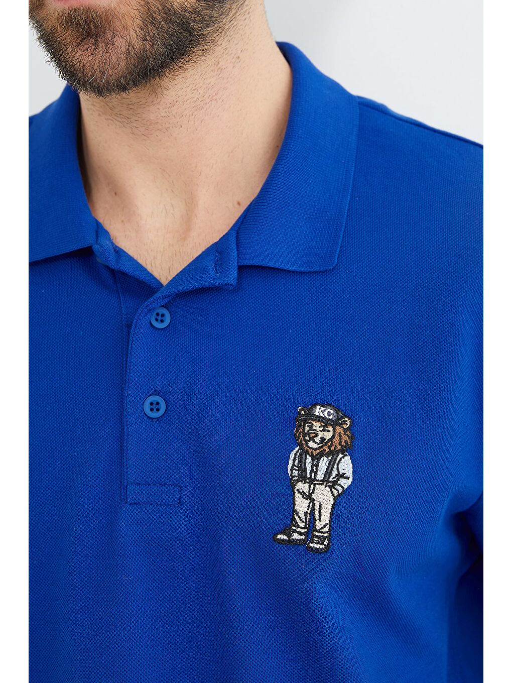 Mavi Aslan Nakışlı Polo Yaka Tişört-4