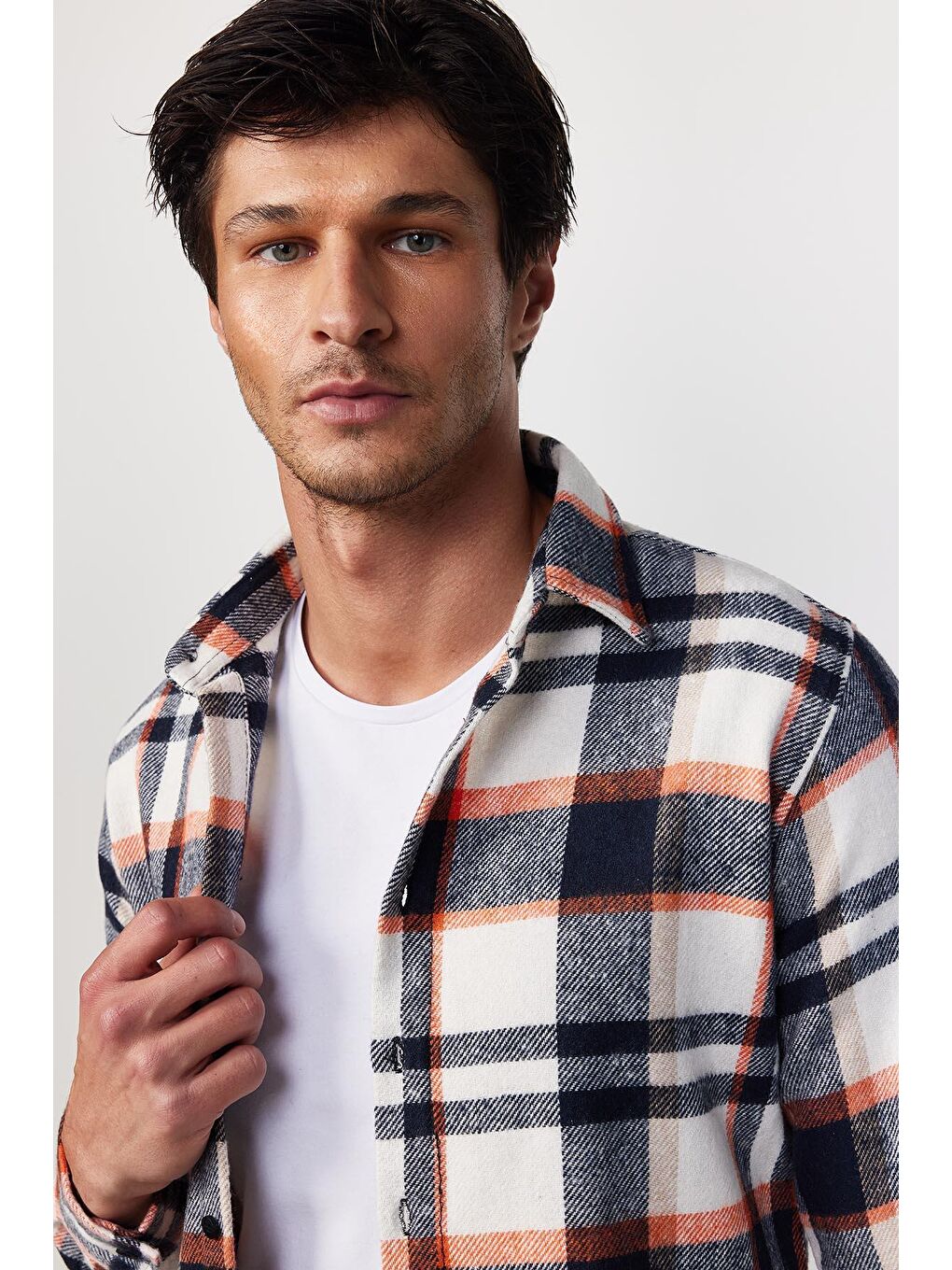 Karışık Slim Fit Uzun Kollu Dar Kesim Kareli Kışlık Oduncu Erkek Gömlek-1