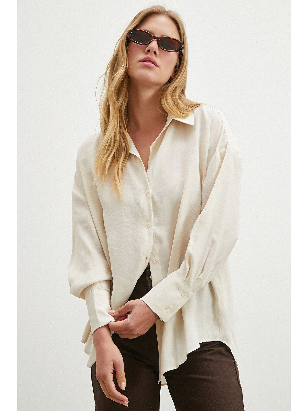 Basic Modal Gömlek Ekru