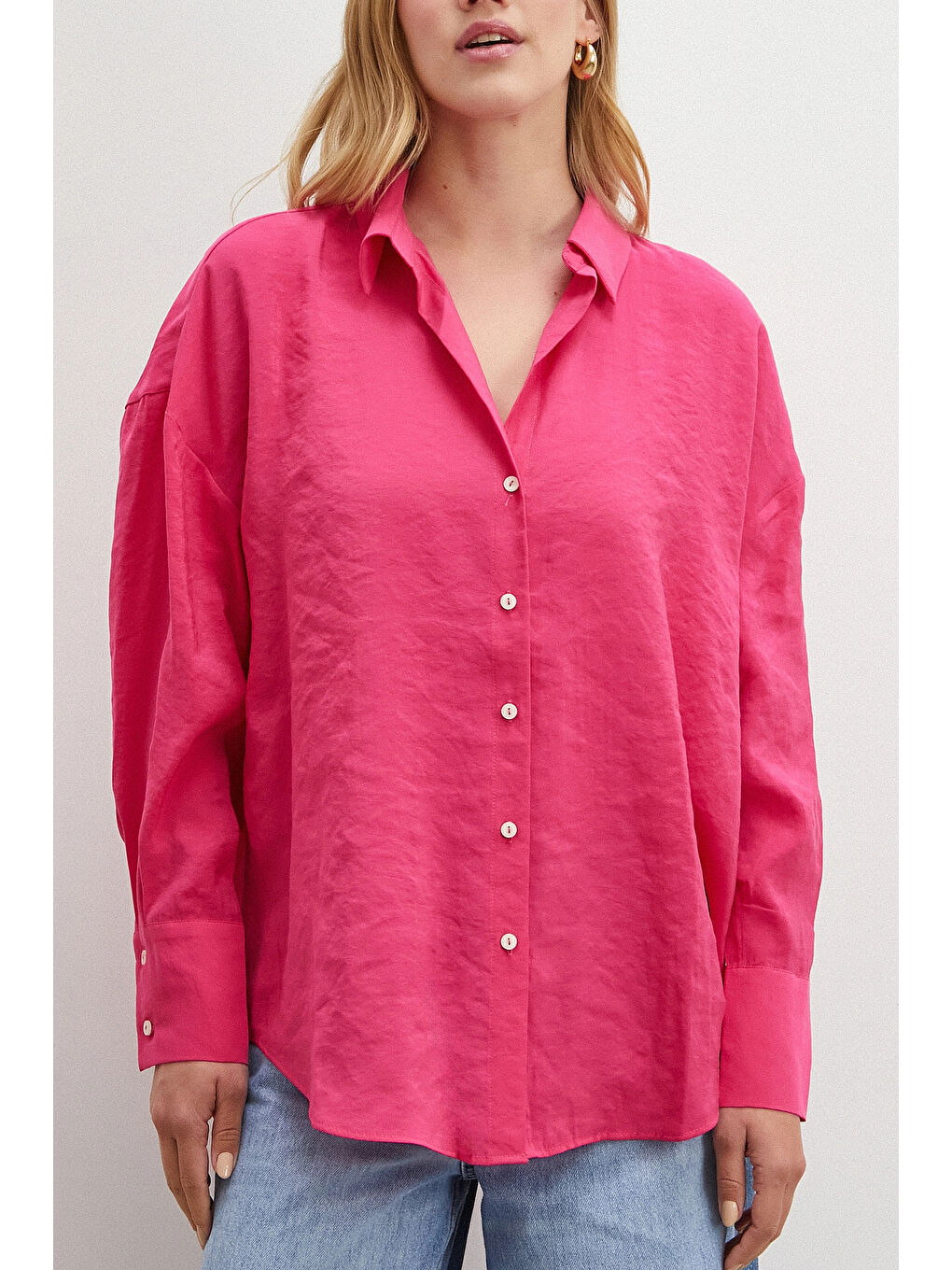 Basic Modal Gömlek Fuşya-4