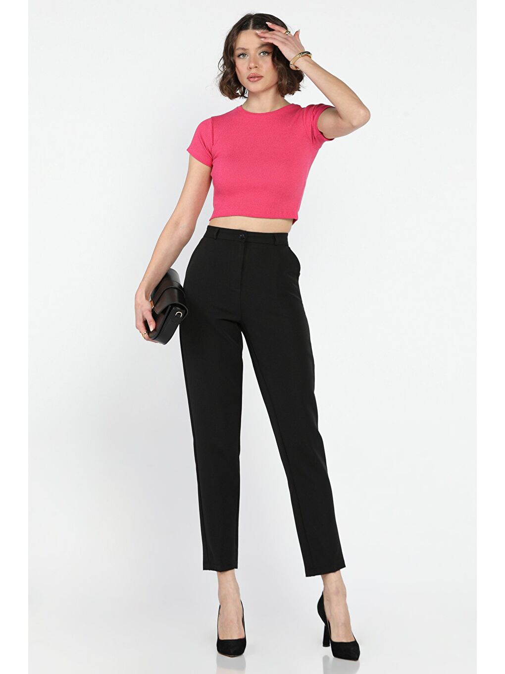 Siyah Kadın Kumaş Pantolon-1