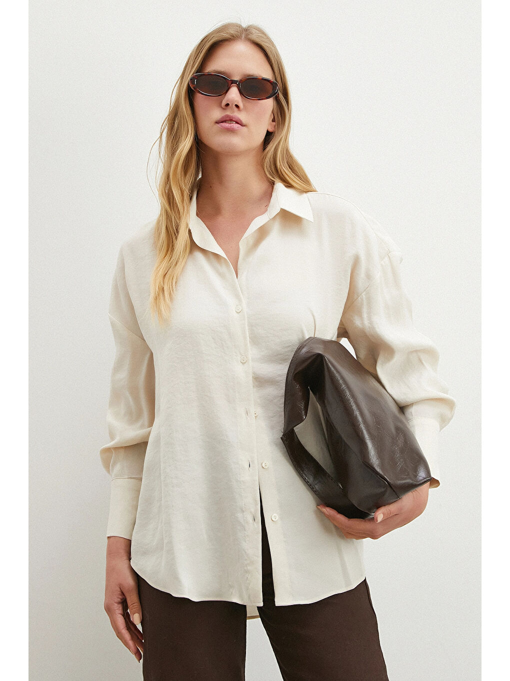 Basic Modal Gömlek Ekru-1