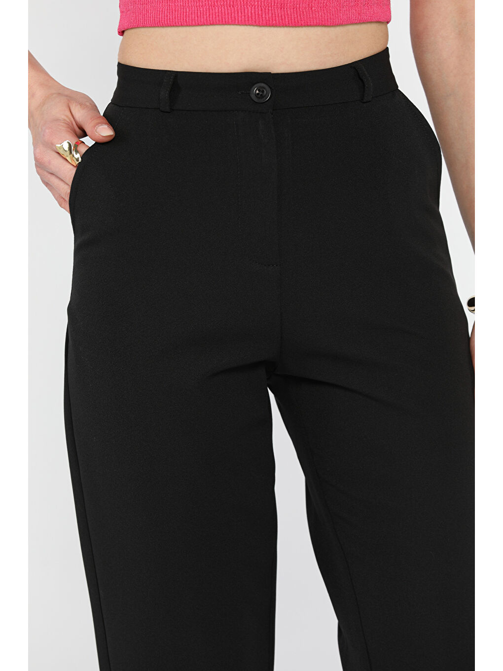 Siyah Kadın Kumaş Pantolon-3