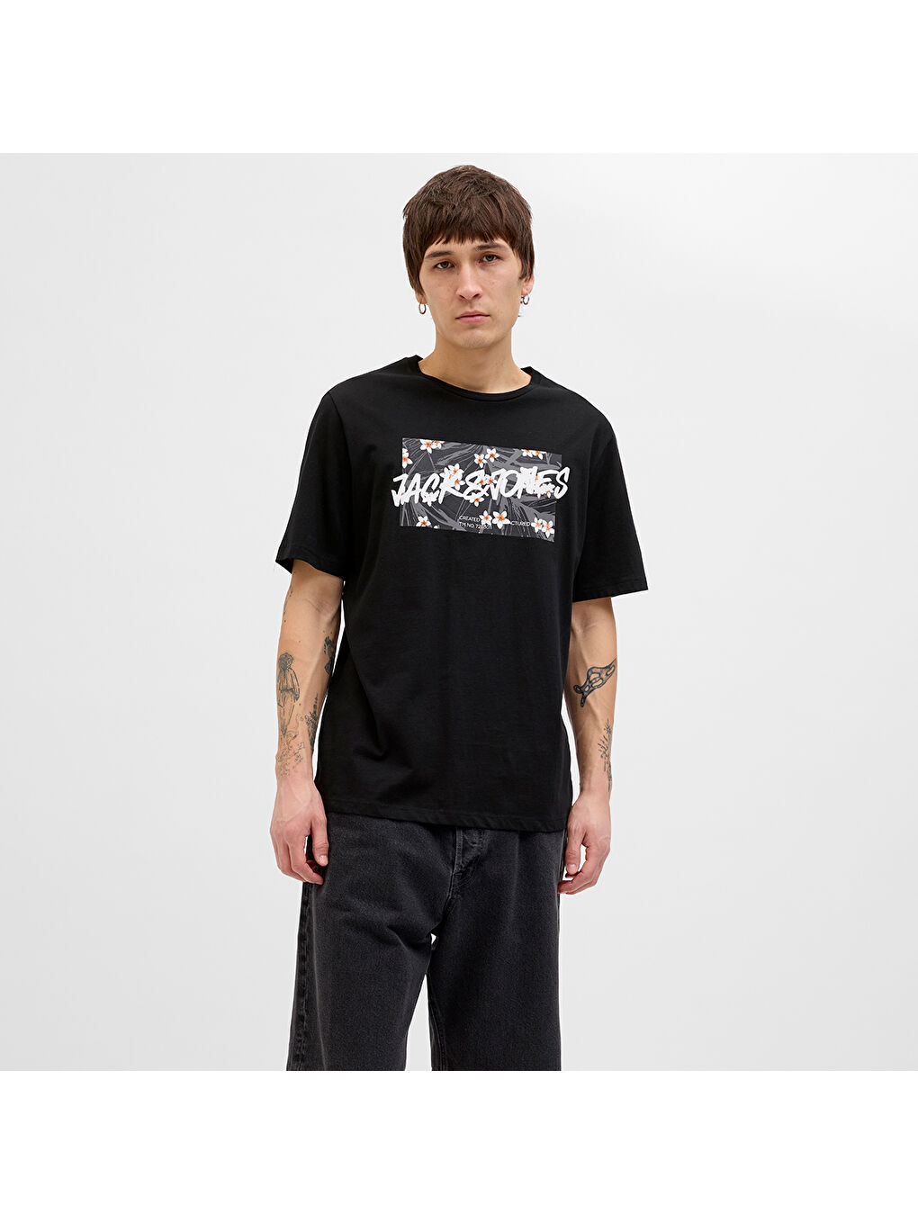 Hawaii Shape Erkek Siyah Yuvarlak Yaka Spor Tişört