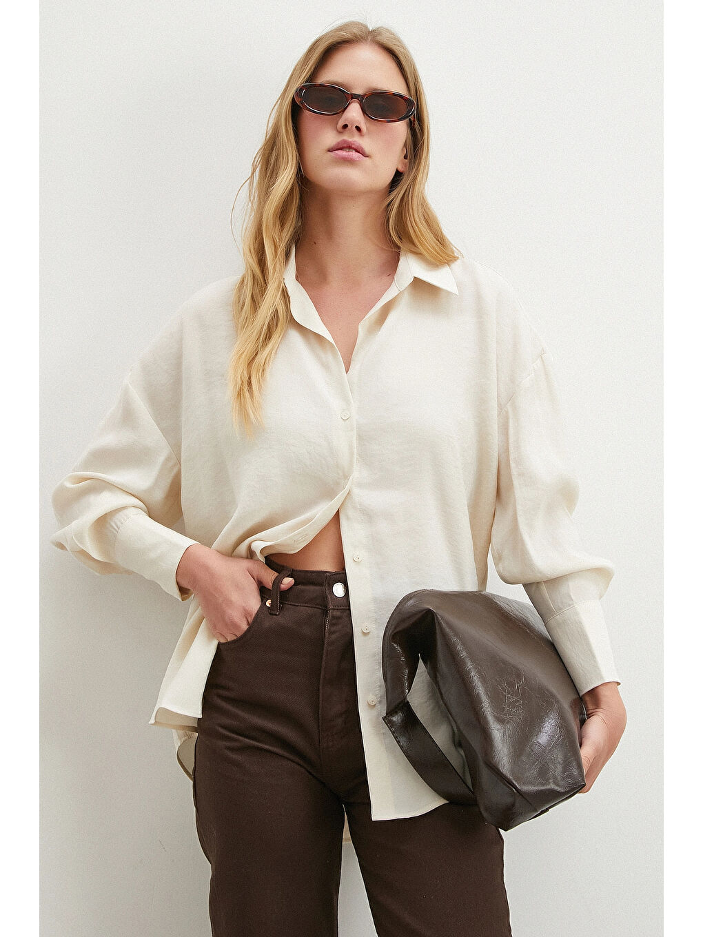 Basic Modal Gömlek Ekru-2