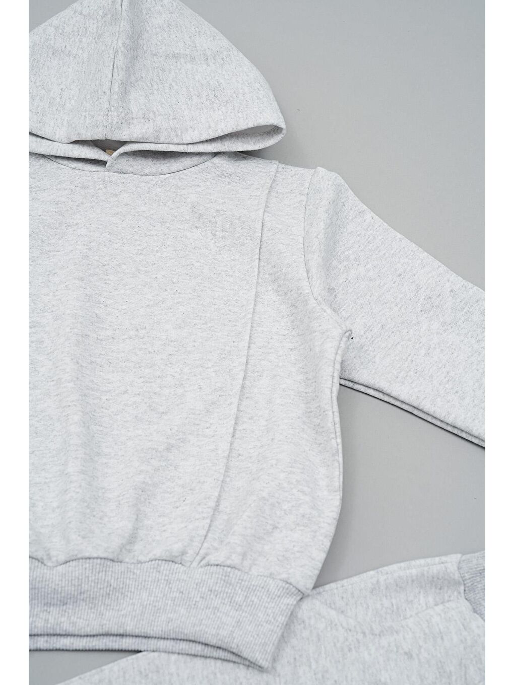 Kapüşonlu Çıma Detaylı Gri Alt Üst Takım-2