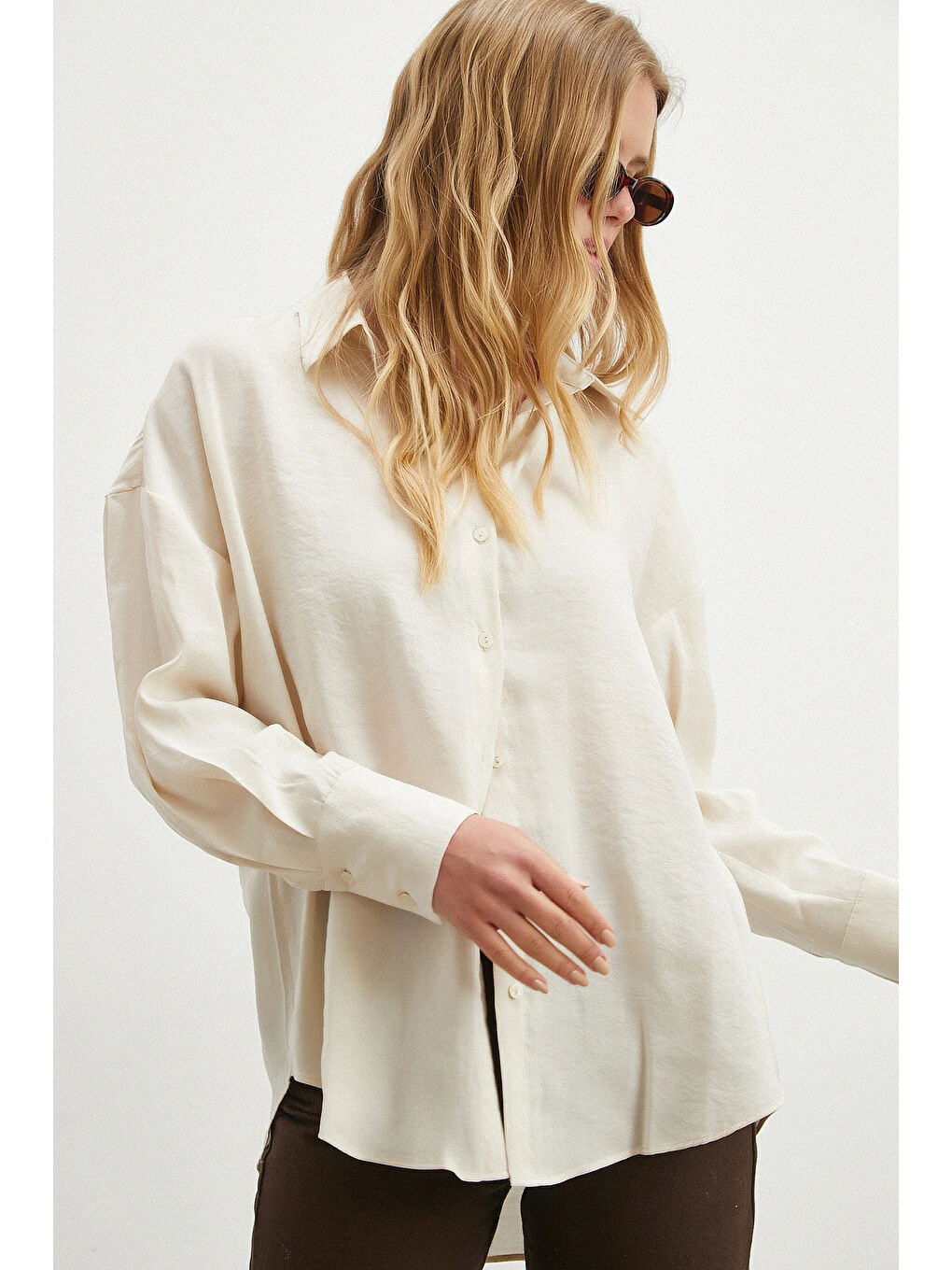 Basic Modal Gömlek Ekru-3