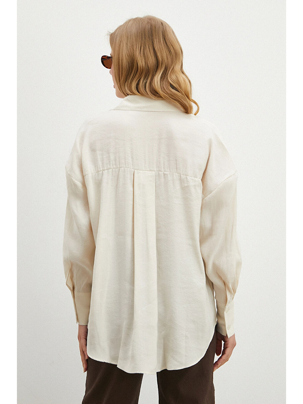 Basic Modal Gömlek Ekru-5