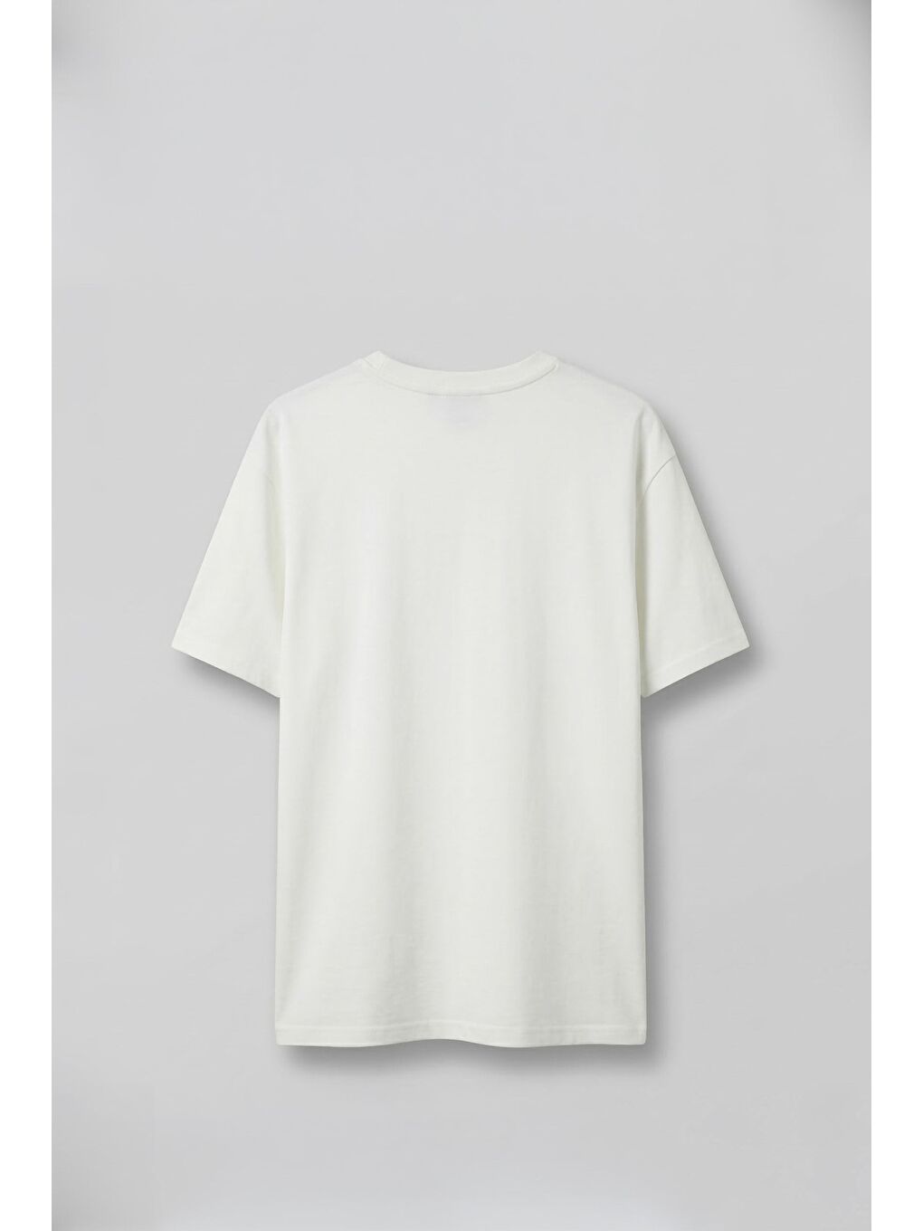 Erkek Oversize Minimal Çiçek Nakışlı T-Shirt Beyaz-1
