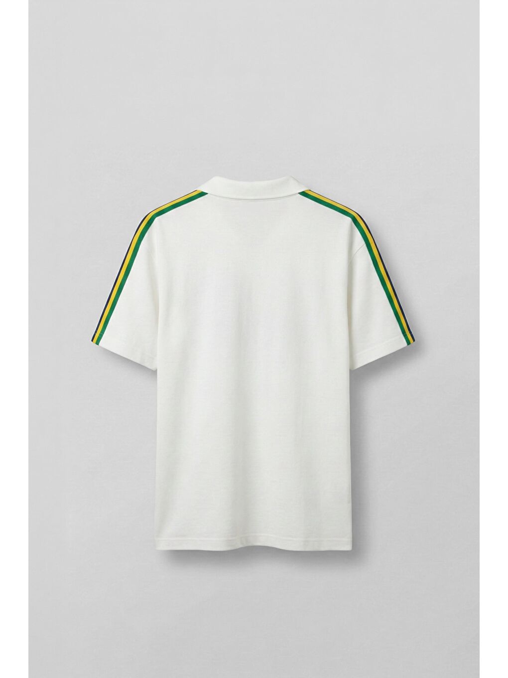 Erkek Regular Fit Nakış Detaylı Polo Yaka Forma T-Shirt Ekru-1