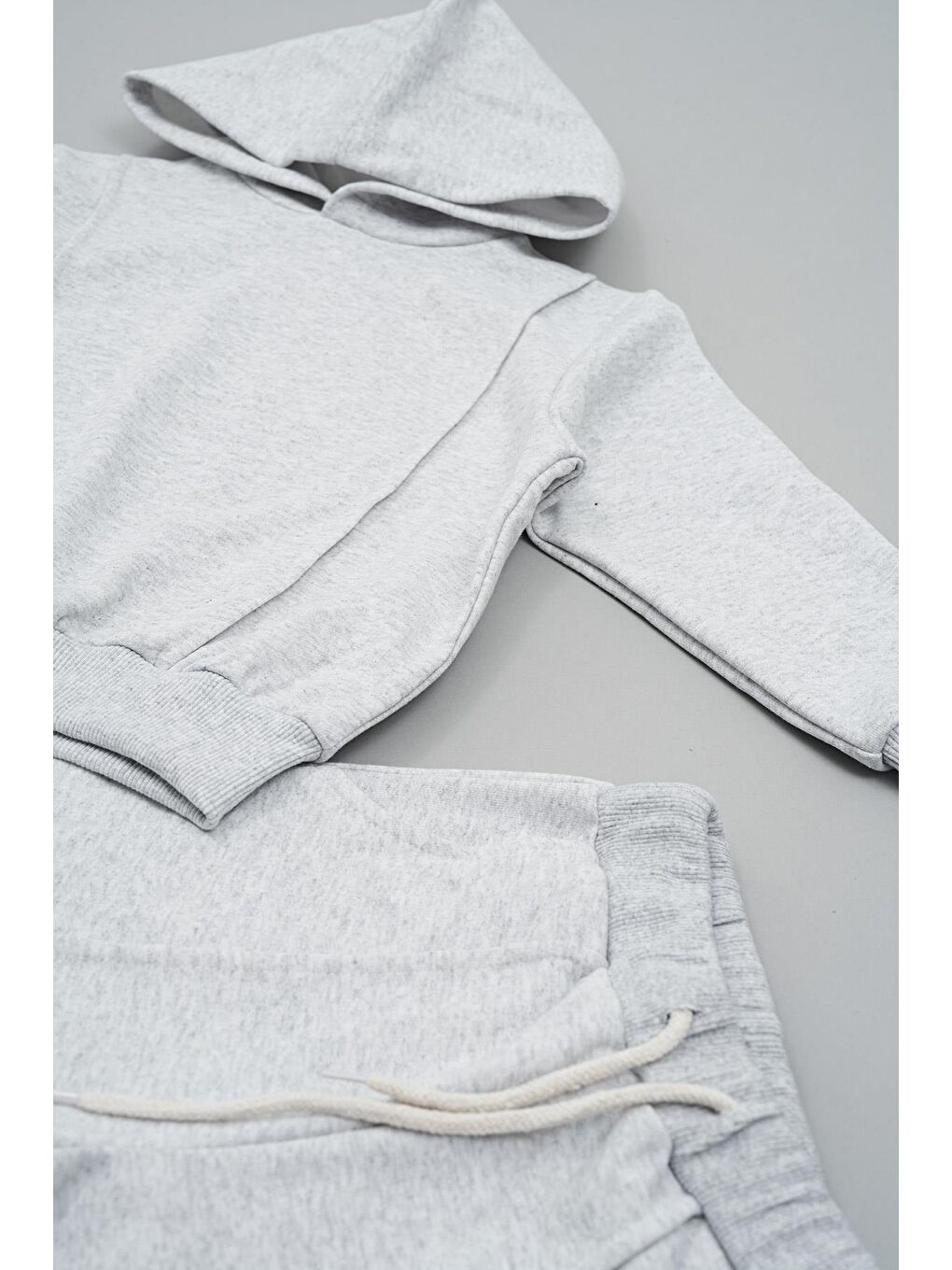 Kapüşonlu Çıma Detaylı Gri Alt Üst Takım-5