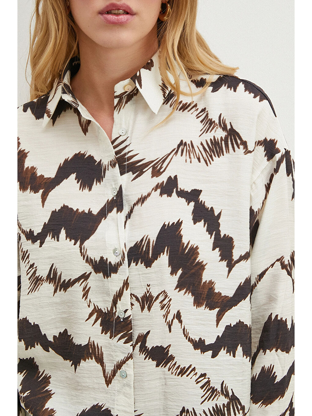 Karışık Mountain Desen Gömlek Kahve-4