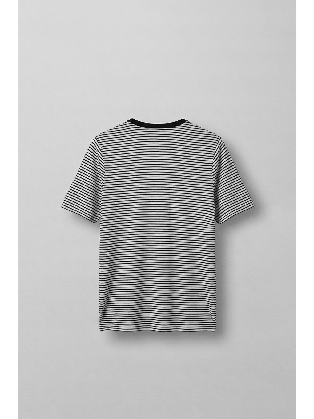 Erkek Regular Fit Çizgili Basic T-Shirt Ekru-1