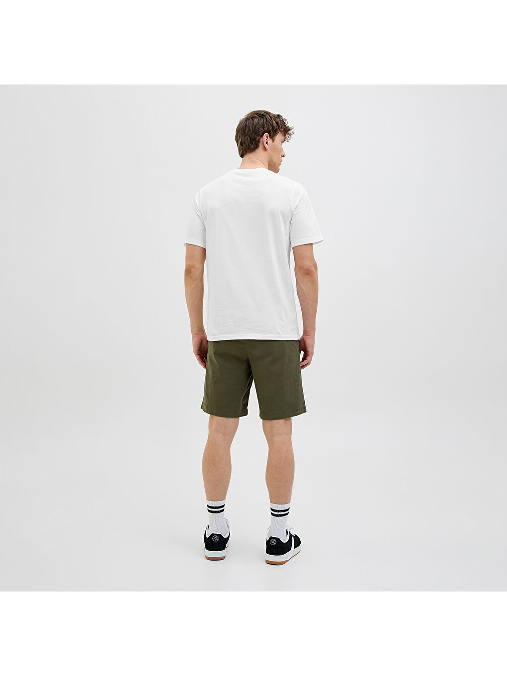 One Color Summer Erkek Beyaz Yuvarlak Yaka Tişört-2