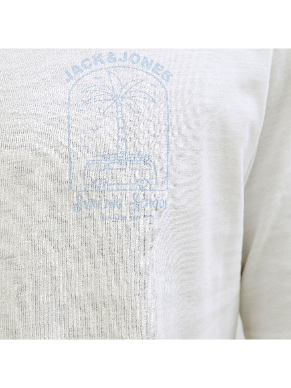 One Color Summer Erkek Beyaz Yuvarlak Yaka Tişört-4