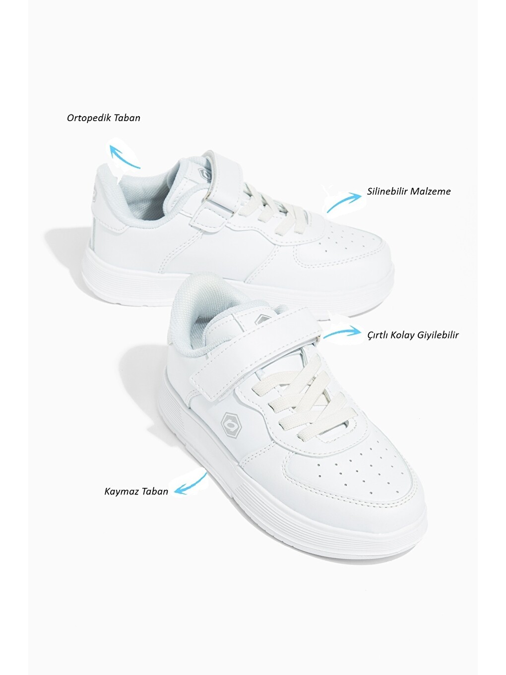 Beyaz D015 Günlük Ortopedik Unisex Çocuk Sneaker Spor Ayakkabı-1