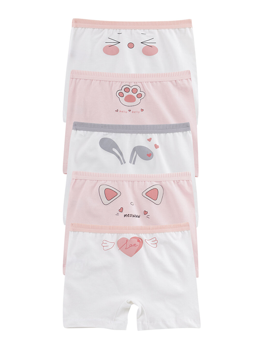 Karışık Kız Çocuk Pembe Pamuklu Boxer 5 li Paket
