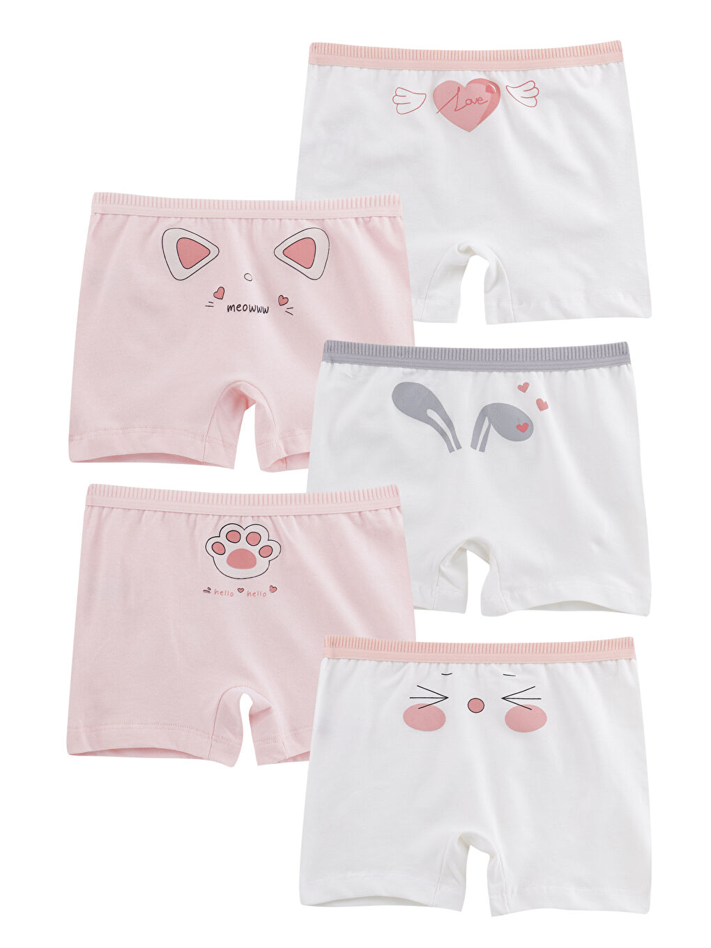 Karışık Kız Çocuk Pembe Pamuklu Boxer 5 li Paket-1