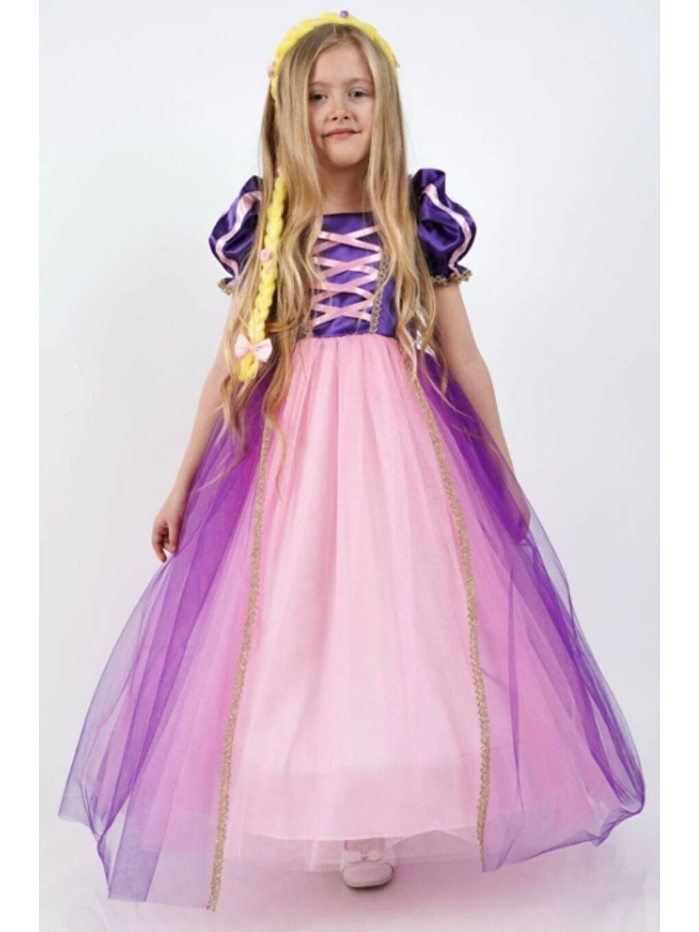 Karışık Rapunzel Prenses Kız Çocuk Elbise
