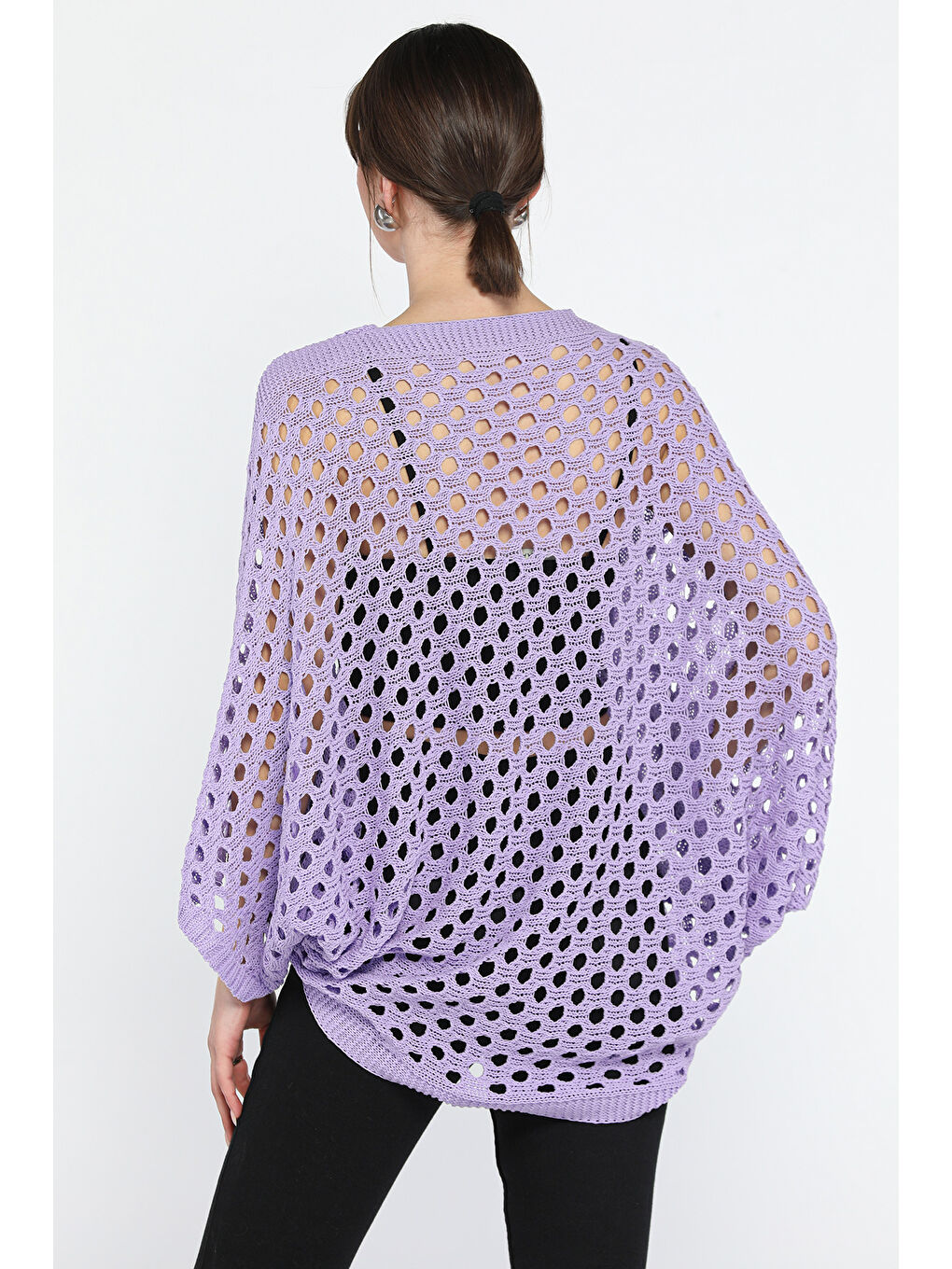 Lila Ajurlu Kadın Triko Bluz-2