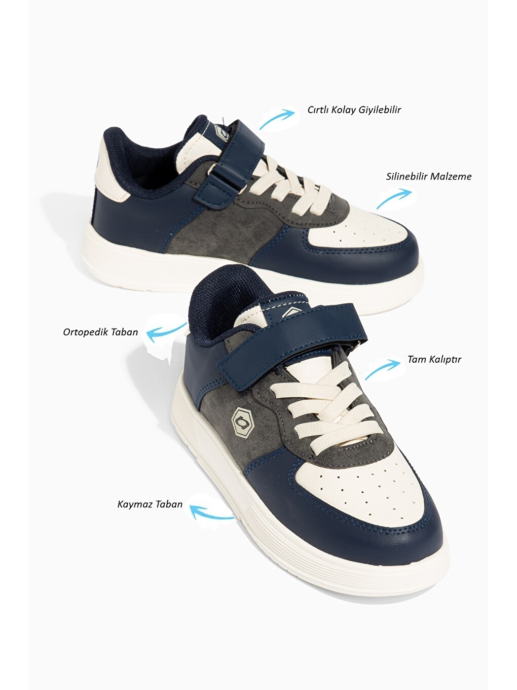 Lacivert D015 Günlük Ortopedik Unisex Çocuk Sneaker Spor Ayakkabı-1